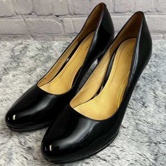 Cole Haan Air Chelsea Black Patent Leather Heels Size 9B Classic Formal Wedding - Picture 8 of 11